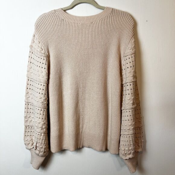 Entro Sweater Pullover Textured Ruffle Sleeve Peachy Tan Women’s L - Picture 6 of 12